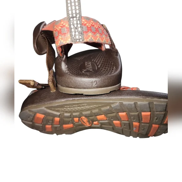 Kids Chaco Adjustable Sandals in Coral and Chocolate Size 12 Unisex - Picture 5 of 6